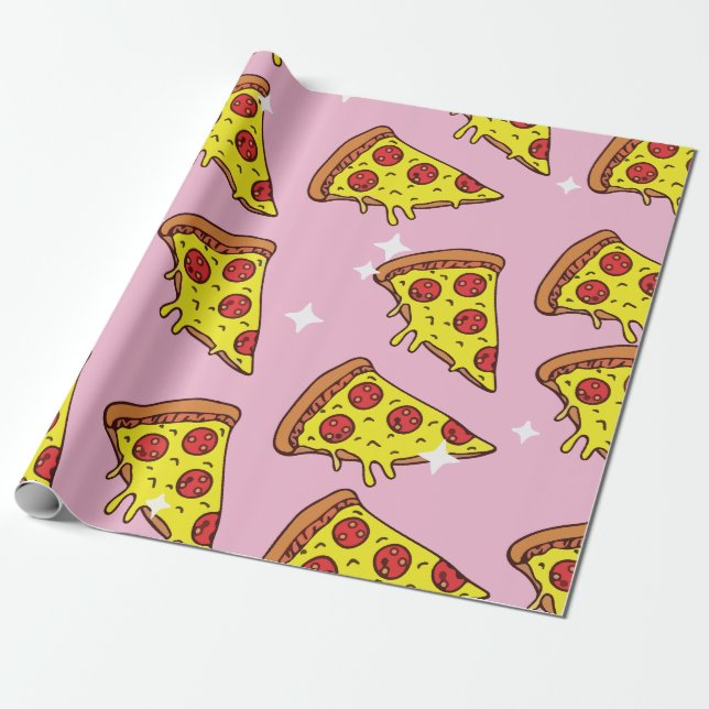 Papel De Regalo Retro Style Pizza Slices Seamless Pattern (Desenrollado)