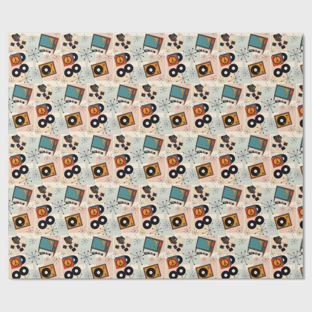 Papel De Regalo Retro t.v., stereo, camera & vinyl albums (Superficie plana)