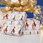 Papel De Regalo retro vintage Christmas lady fiesta<br><div class="desc">diseño por www.etsy.com/shop/TreeofLifeEnt</div>
