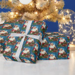 Papel De Regalo retro vintage Christmas Santa Holiday con azulejos<br><div class="desc">papel de envolvimiento retro vintage de Navidad Santa Holiday</div>