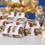 Papel De Regalo retro vintage Christmas shopping lady fiesta<br><div class="desc">diseño por www.etsy.com/shop/VanityFlairDesigns</div>