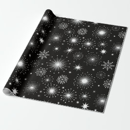 Papel De Regalo Retro Vintage Christmas Stars & Snowflakes