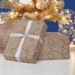 Papel De Regalo Retro Vintage Christmas String Lights On Kraft<br><div class="desc">La Cadena De Navidad Retro Vintage Se Ilumina Sobre El Papel De Envoltura Kraft. Perfecto para todas sus necesidades de envolver de regalo de vacaciones en esta temporada festiva. ¡Descúbrelos!</div>