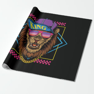 Papel De Regalo retro vintage hip hop león use Snapback ilustra