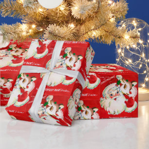 Papel De Regalo Retro Vintage navidad de Santa Navidad envoltura