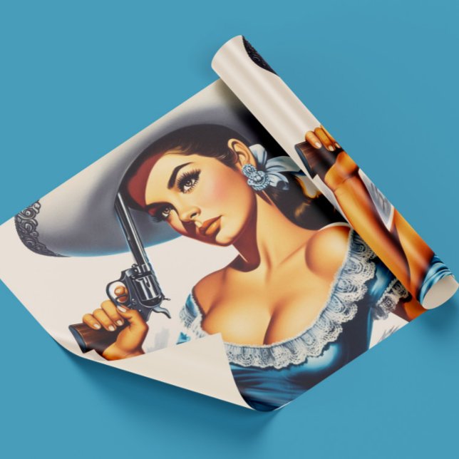 Papel De Regalo Retro Wild West Pin-up (Subido por el creador)