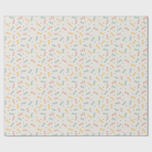 Papel De Regalo Retro Zigzag y puntos en mostaza azul verdoso y co