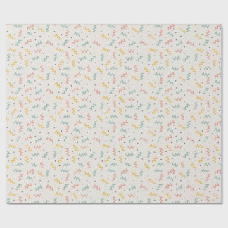 Papel De Regalo Retro Zigzag y puntos en mostaza azul verdoso y co