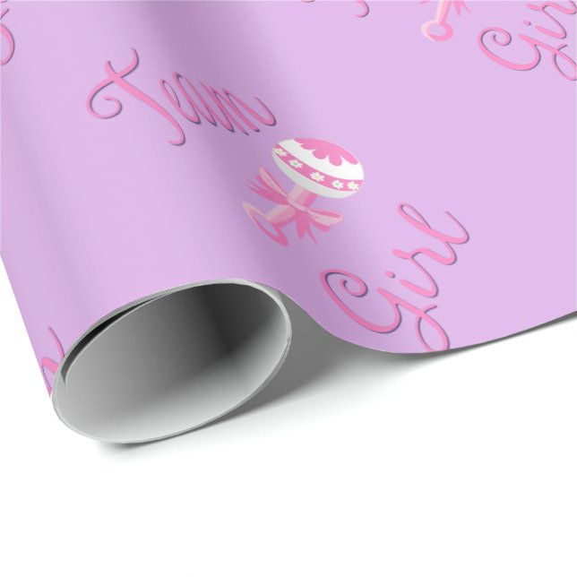 Papel De Regalo Revelación de género de Chica de equipo (Esquina del rollo)