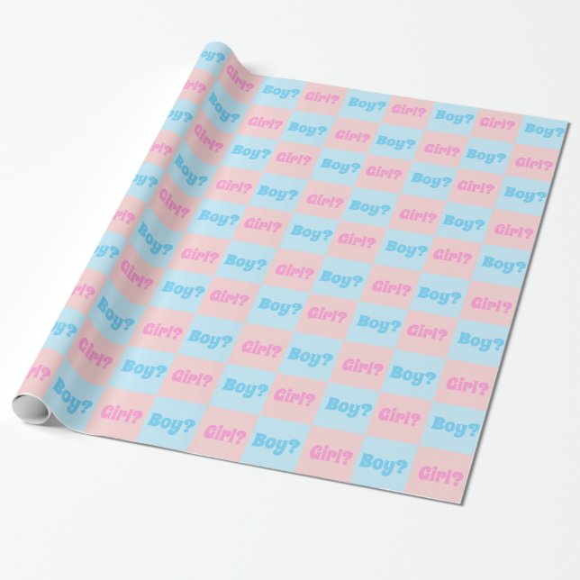 Papel De Regalo Revelación de sexo de niño o Chica (Desenrollado)