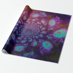 Papel De Regalo Revueltas Verde azuladas moradas abstractas Art De