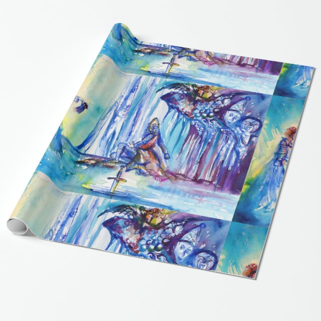 PAPEL DE REGALO REY ARTHUR, DAMA DEL LAGO Y EXCALIBUR (Desenrollado)