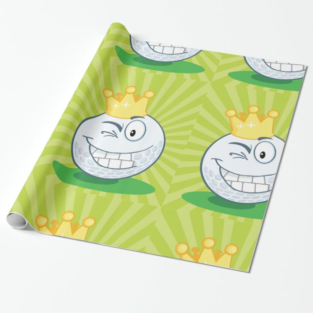 Papel De Regalo Rey Divertido del Golf de Bolas de Golf (Desenrollado)