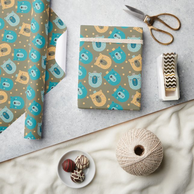Papel De Regalo Reyes del oso feliz (Artesanía)