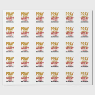 Papel De Regalo Reza Más Preocupa Menos Matthew 6_34 Diseño de Cam