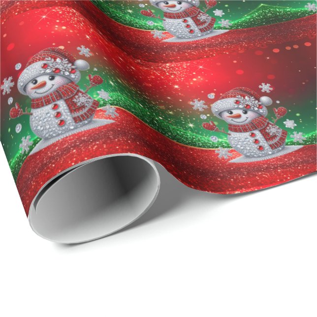 Papel De Regalo Rhinestones Snowman Holiday Wrapping Paper (Esquina del rollo)