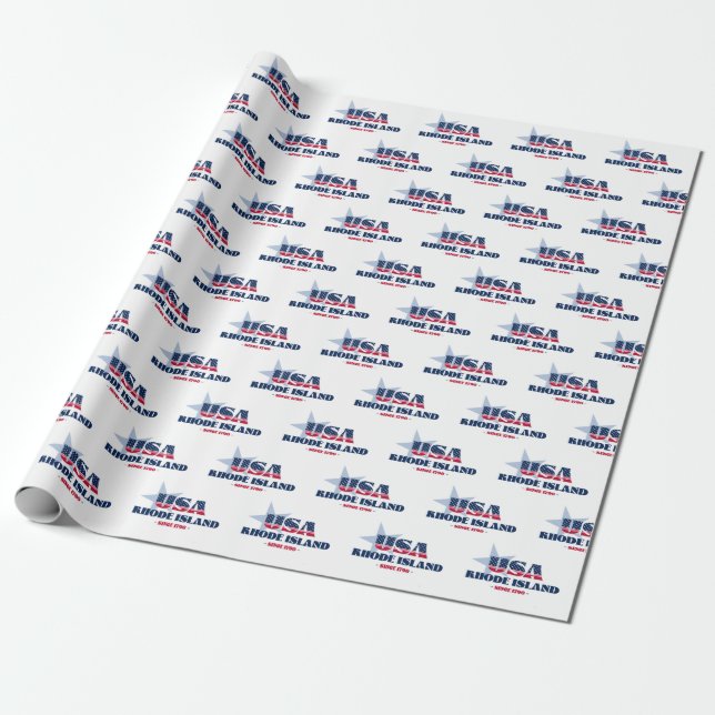 Papel De Regalo Rhode Island Stars and Stripes State (Desenrollado)