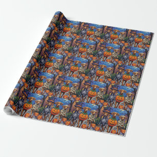 Papel De Regalo Rhodesian Ridgeback con disfraces de Halloween