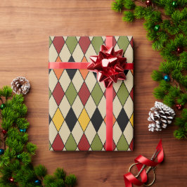 Papel De Regalo Rhombus Red Green Black Yellow Naranja