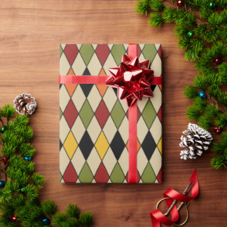 Papel De Regalo Rhombus Red Green Black Yellow Naranja