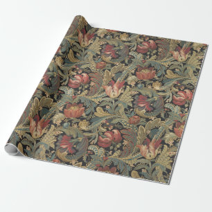 Papel De Regalo Rica Tapicería de Brocado Floral Antiguo Victorian