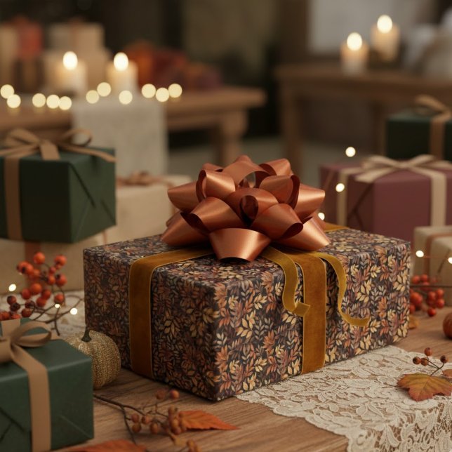 Papel De Regalo Rich Brown Golden Rustic Burnt Orange Fall Leaf (Subido por el creador)