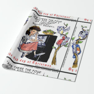 Papel De Regalo Rick London Ernestine Pájaros Cantores Navidad