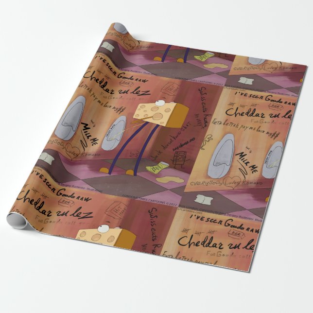 Papel De Regalo Rick London Funny Cheese Bathroom Comic (Desenrollado)