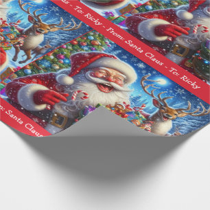 Papel De Regalo Riéndose de Santa Claus añada Navidades de nombre 