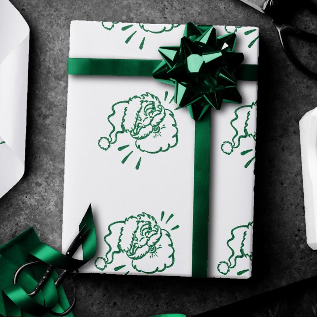 Papel De Regalo Riéndose del Papá Noel Verde Festividad moderna (Subido por el creador)