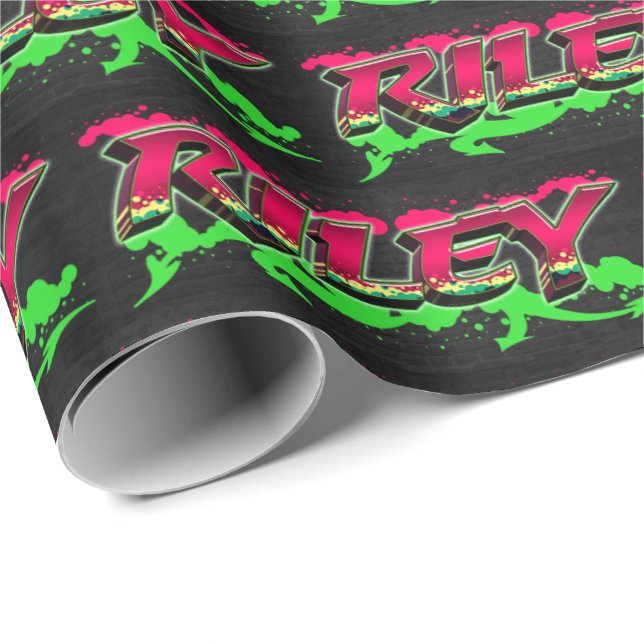 Papel De Regalo Riley Vorname Name Graffiti red green (Esquina del rollo)