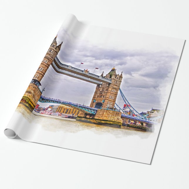 Papel De Regalo River Thames & Tower Bridge, Londres Inglaterra (Desenrollado)