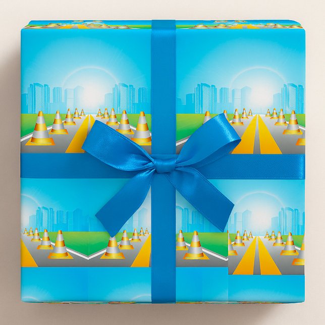 Papel De Regalo Road Cones Leading To A City Wrapping Paper (Subido por el creador)