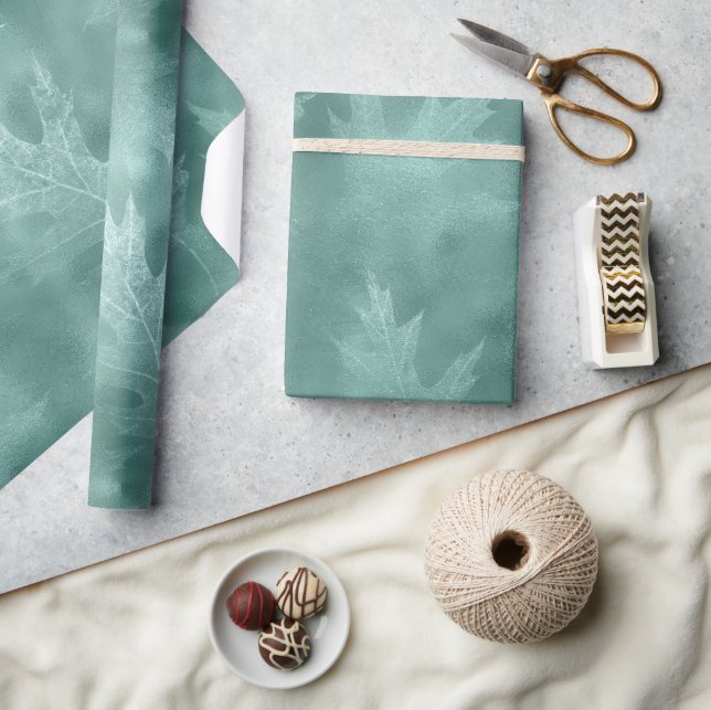 Papel De Regalo Robin Egg Green Leaf (Artesanía)