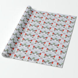 Papel De Regalo Robins rojos Navidades de vacaciones envueltos de 