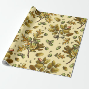 Papel De Regalo Roble de roble marrón vintage botánico deja maíz