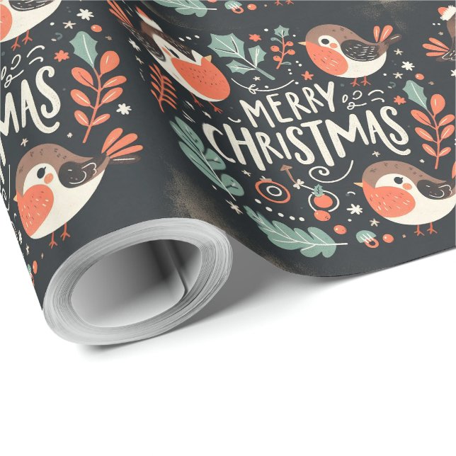 Papel De Regalo Robos de Navidades esponjosos y cortos (Esquina del rollo)