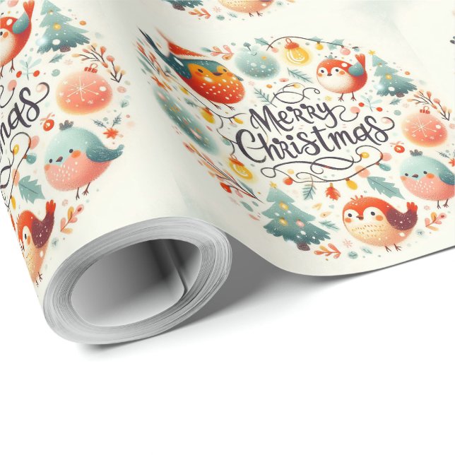 Papel De Regalo Robos de Navidades esponjosos y cortos (Esquina del rollo)