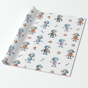 Papel De Regalo Robot Cute Kids Robotic