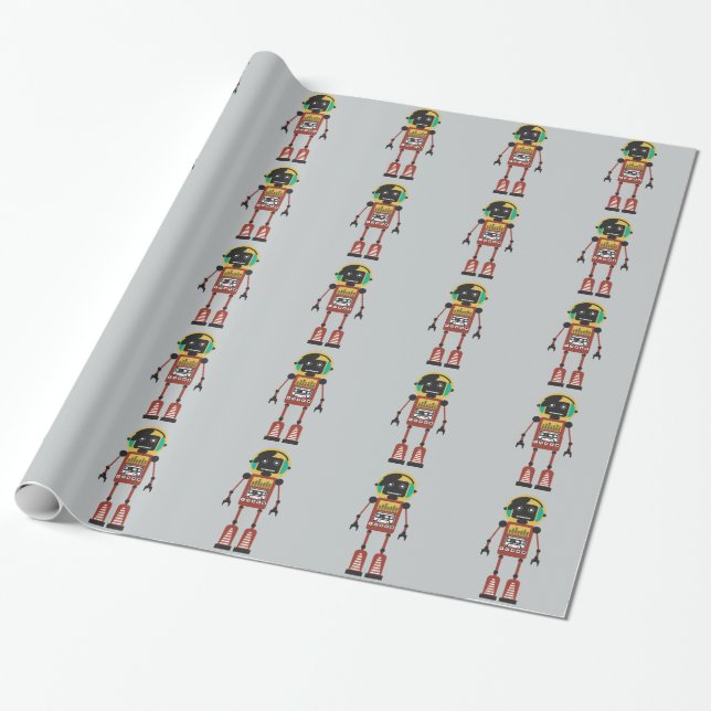 Papel De Regalo Robot de radio retro (Desenrollado)
