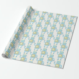 Papel De Regalo Robot Retro