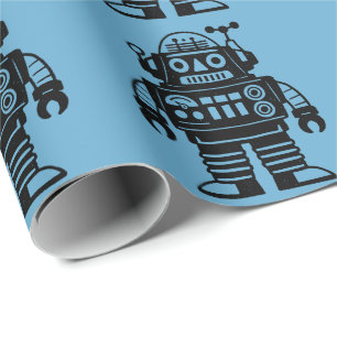 Papel De Regalo Robot Retro Inspirado de Mitad de Siglo
