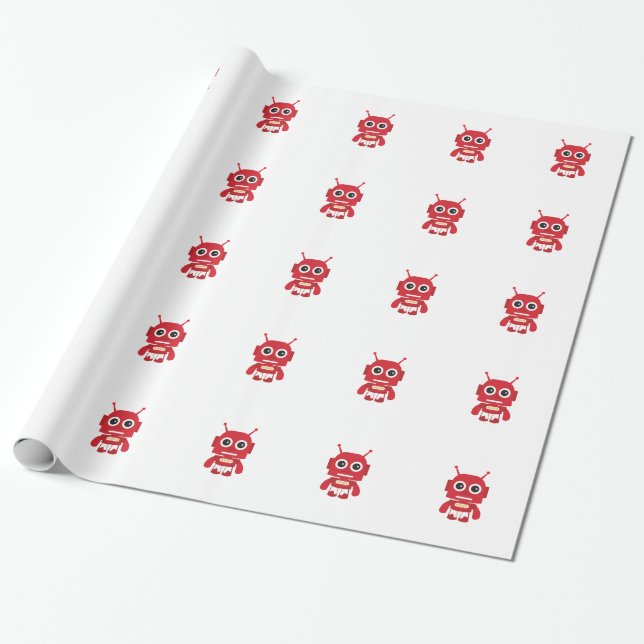 Papel De Regalo Robot retro rojo (Desenrollado)