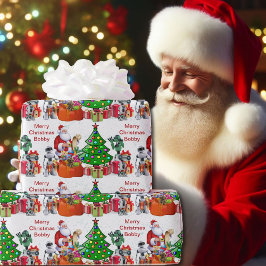 Papel De Regalo Robot Santa revisando los nombres de sus Navidades