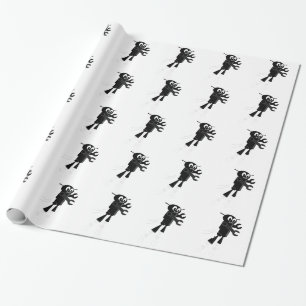 Papel De Regalo Robot volador negro