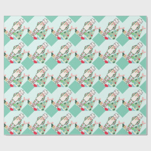 Papel De Regalo Robot y árbol en colores pastel del día de fiest