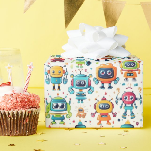 Papel De Regalo Robots (Fiesta de cumpleaños )