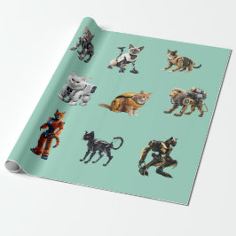 Papel De Regalo Robots de gato lindos