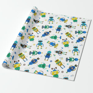 Papel De Regalo Robots felices