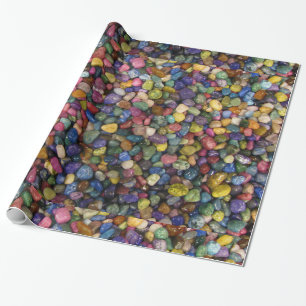 Papel De Regalo Rocas brillantes y guijarros suaves y coloridos